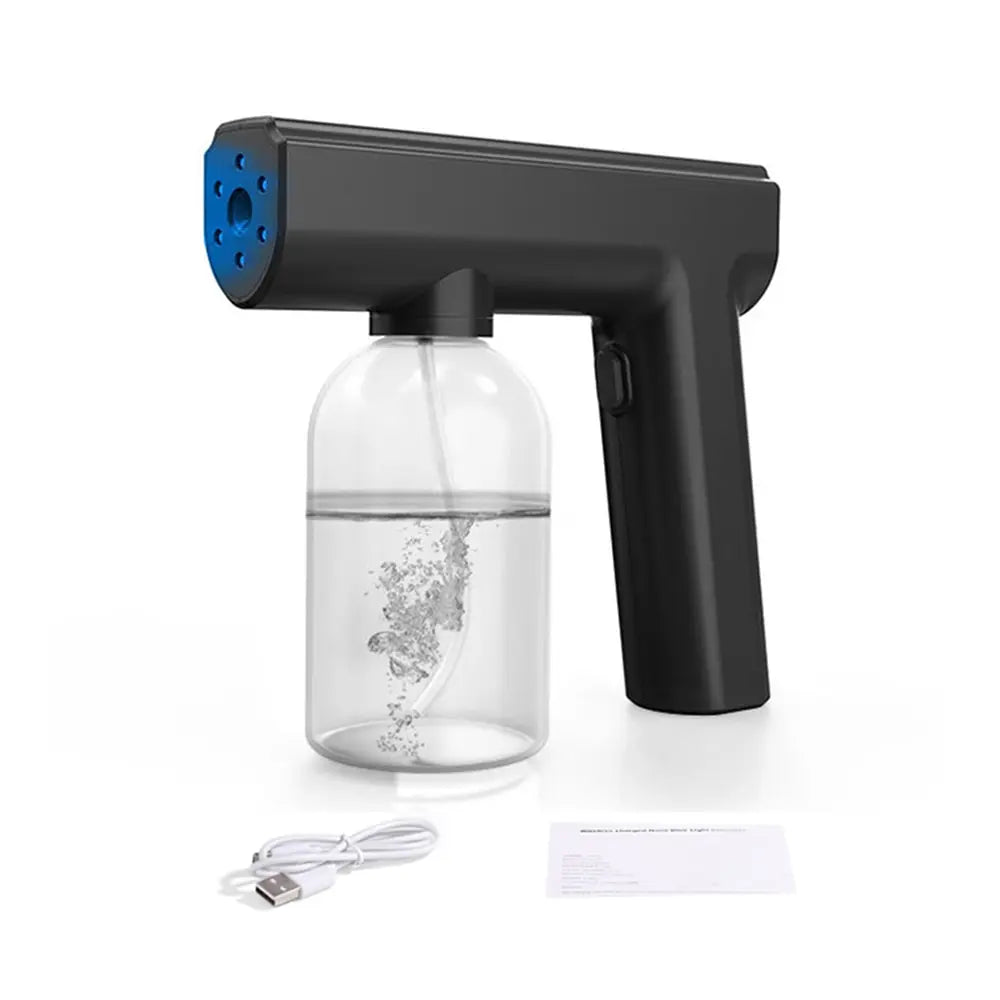 280Ml Barber Sprayer Bottle Wireless Electric USB Nano Blue Light Steam Spray Gun