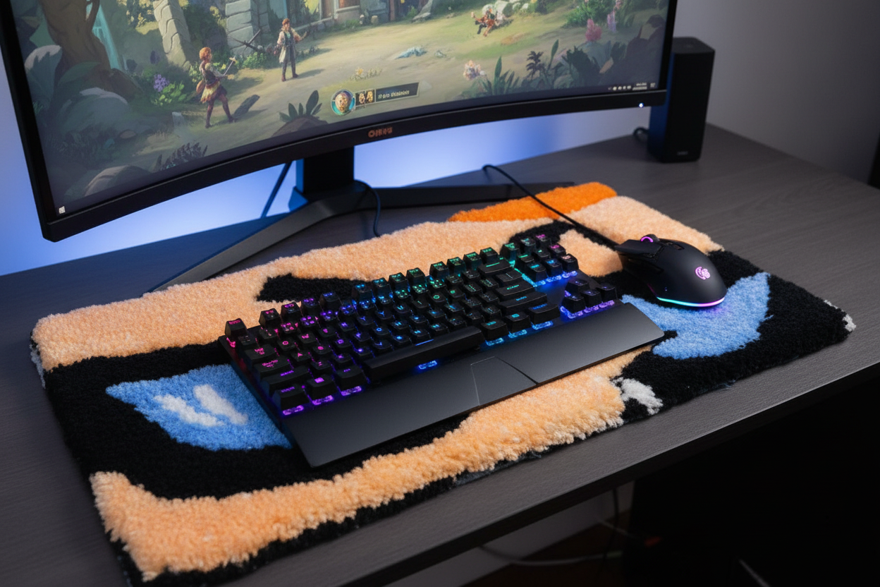 Handmade Character Tufted Keyboard Rug