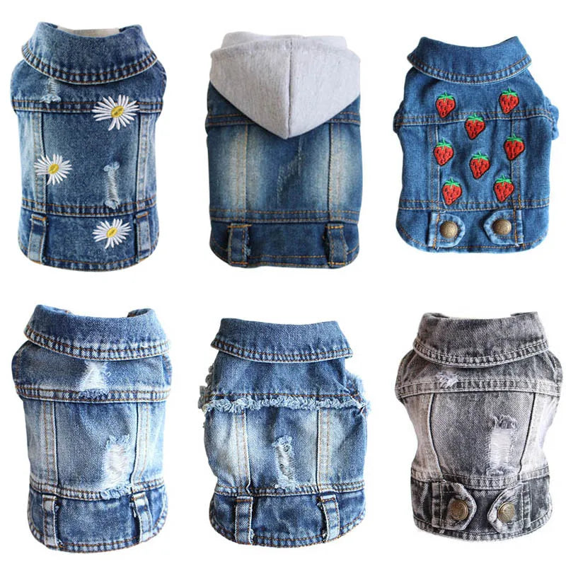 XS-2XL Denim Dog Clothes Pet Dog Coat For Small Dogs Jeans Jacket