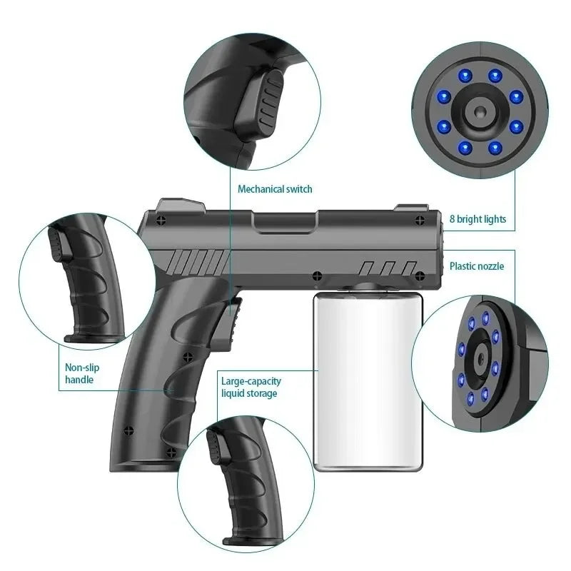 280Ml Barber Sprayer Bottle Wireless Electric USB Nano Blue Light Steam Spray Gun