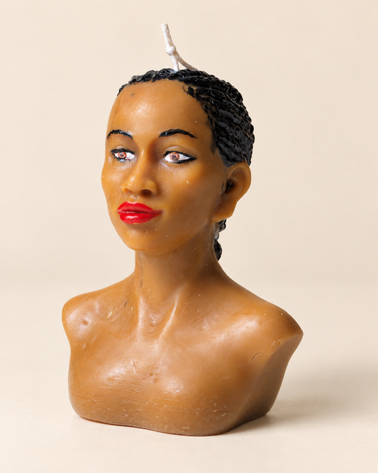 Braided Beauty Candle, front three-quarter view on an ivory studio background